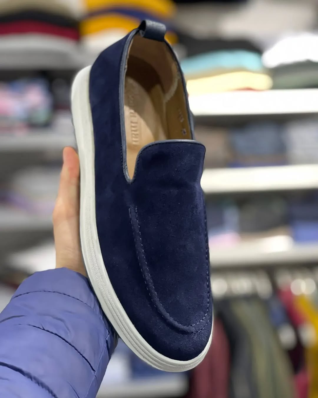 Mocassins en daim bleu marine